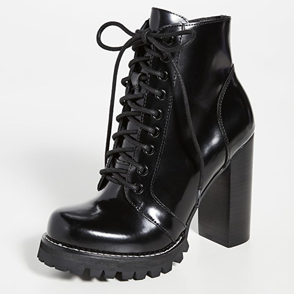 JEFFREY CAMPBELL BLACK LACE UP COMBAT BOOTS
